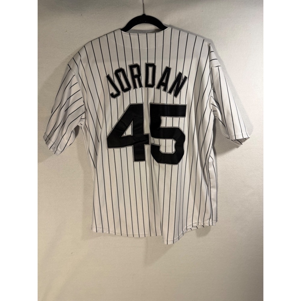 Michael Jordan Birmingham Barons Jersey #45 White Pinstripe Baseball Mens Large